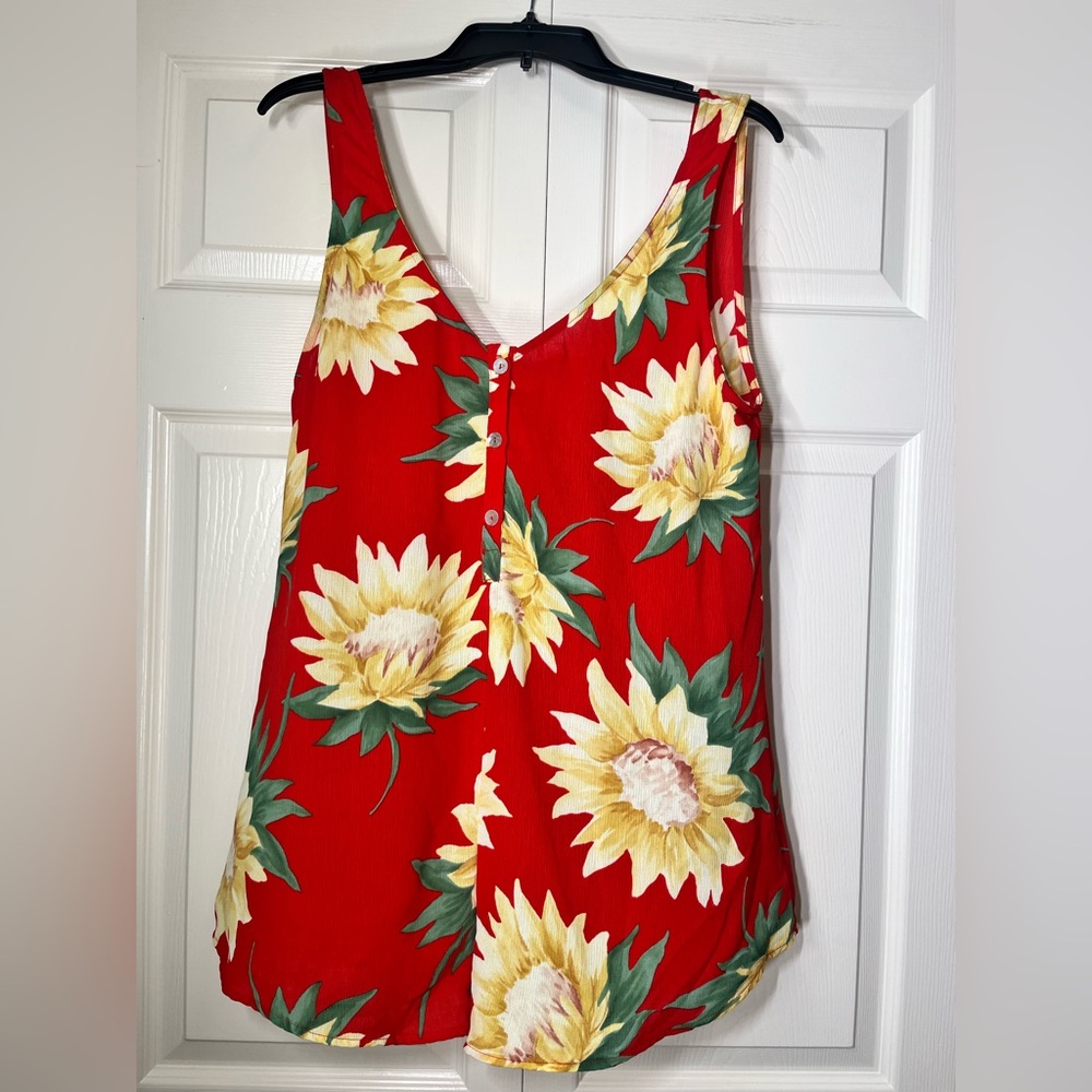 Show Me Your MuMu Women’s Red & Yellow Floral Sleeveless Ellie Romper Medium